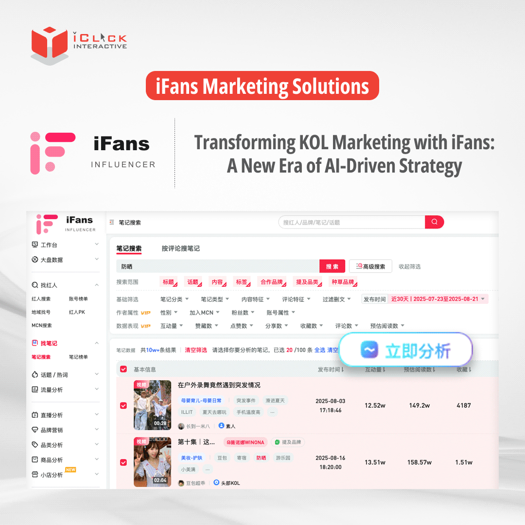 Discover how iFans new AI feature transforms KOL marketing on Xiaohongshu with analyzing products, influencers, and brands to deliver insights that drive more innovative strategies.